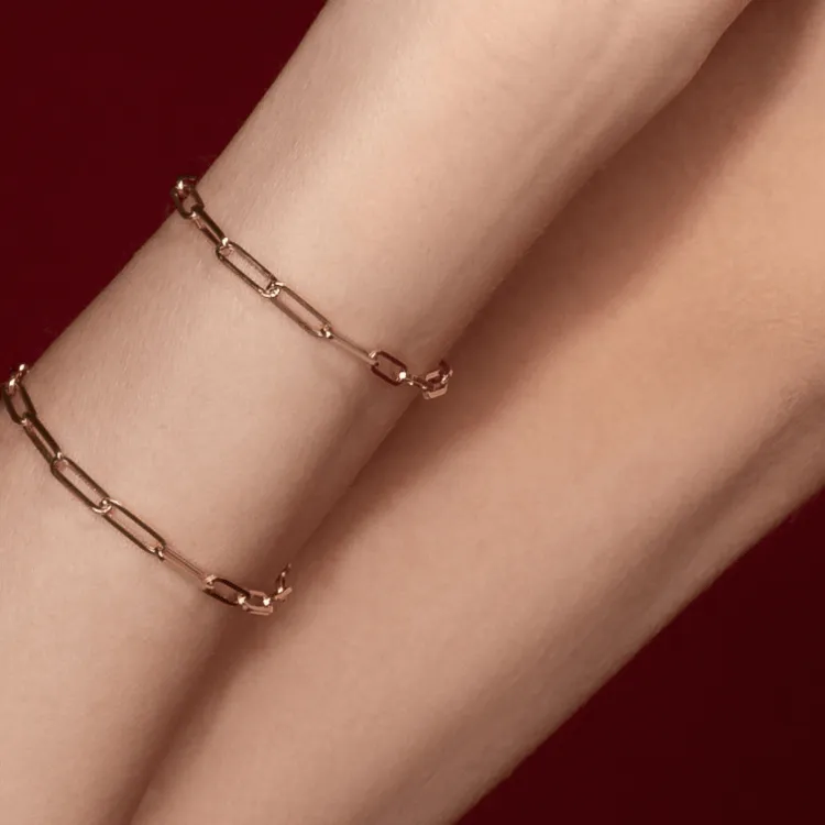 Real Gold Paper Clip Chain Bracelet 0002 (19 C.M) BR1528