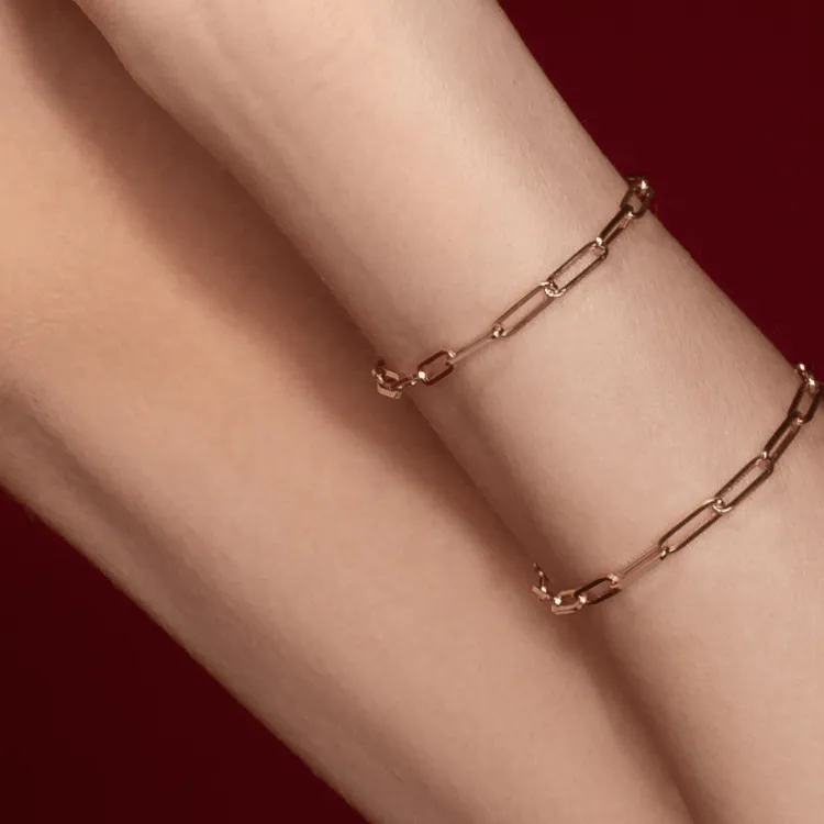 Real Gold Paper Clip Chain Bracelet 0002 (19 C.M) BR1528