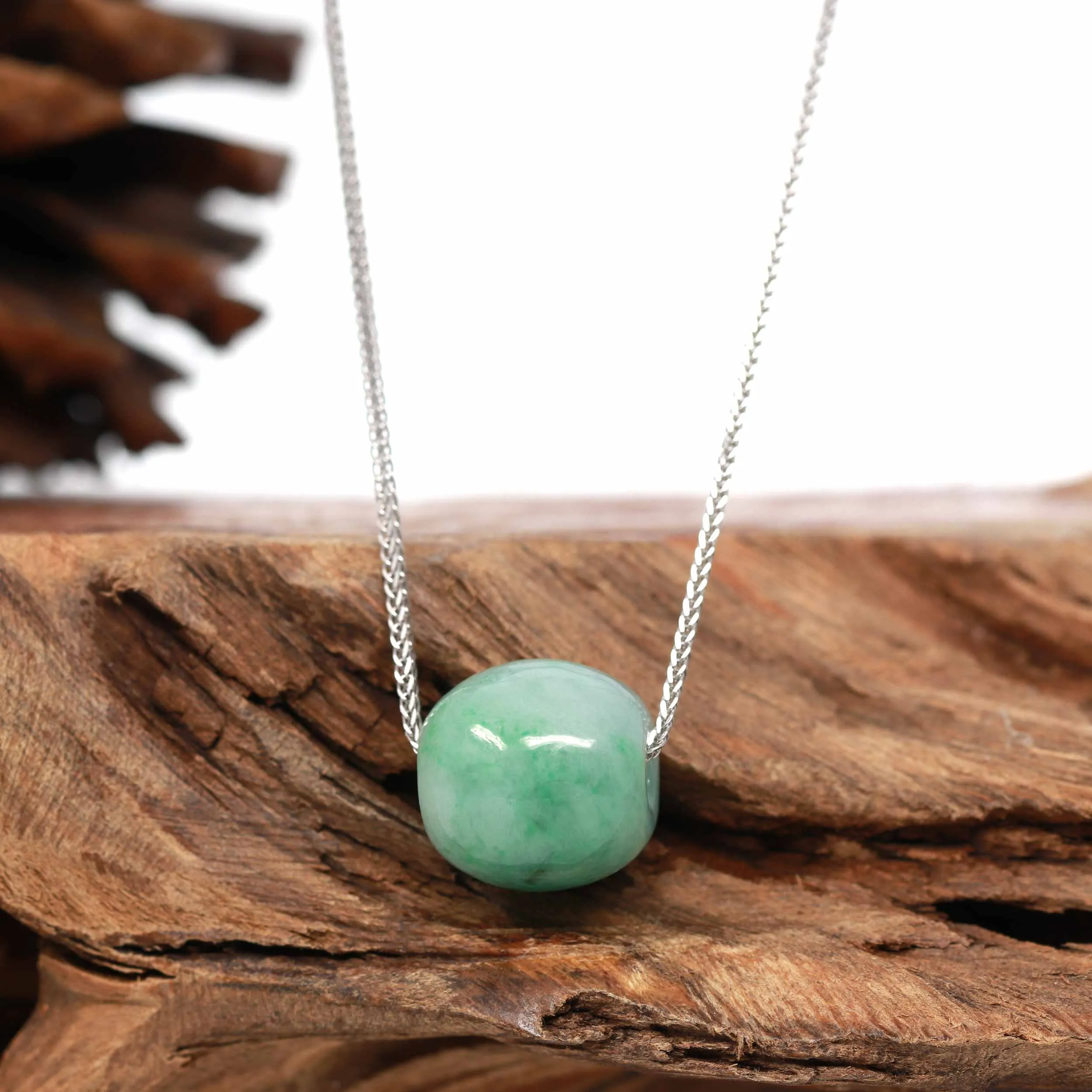RealJade® Co. "Good Luck Button" Necklace Rich Green Jade Lucky TongTong Pendant Necklace