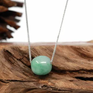 RealJade® Co. "Good Luck Button" Necklace Rich Green Jade Lucky TongTong Pendant Necklace