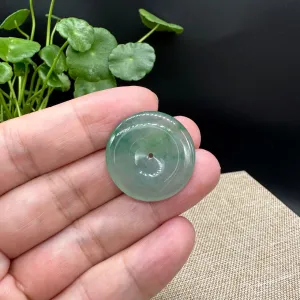 RealJade® "Good Luck Button" Necklace Ice green Jadeite Jade Lucky Ping An Kou Pendant