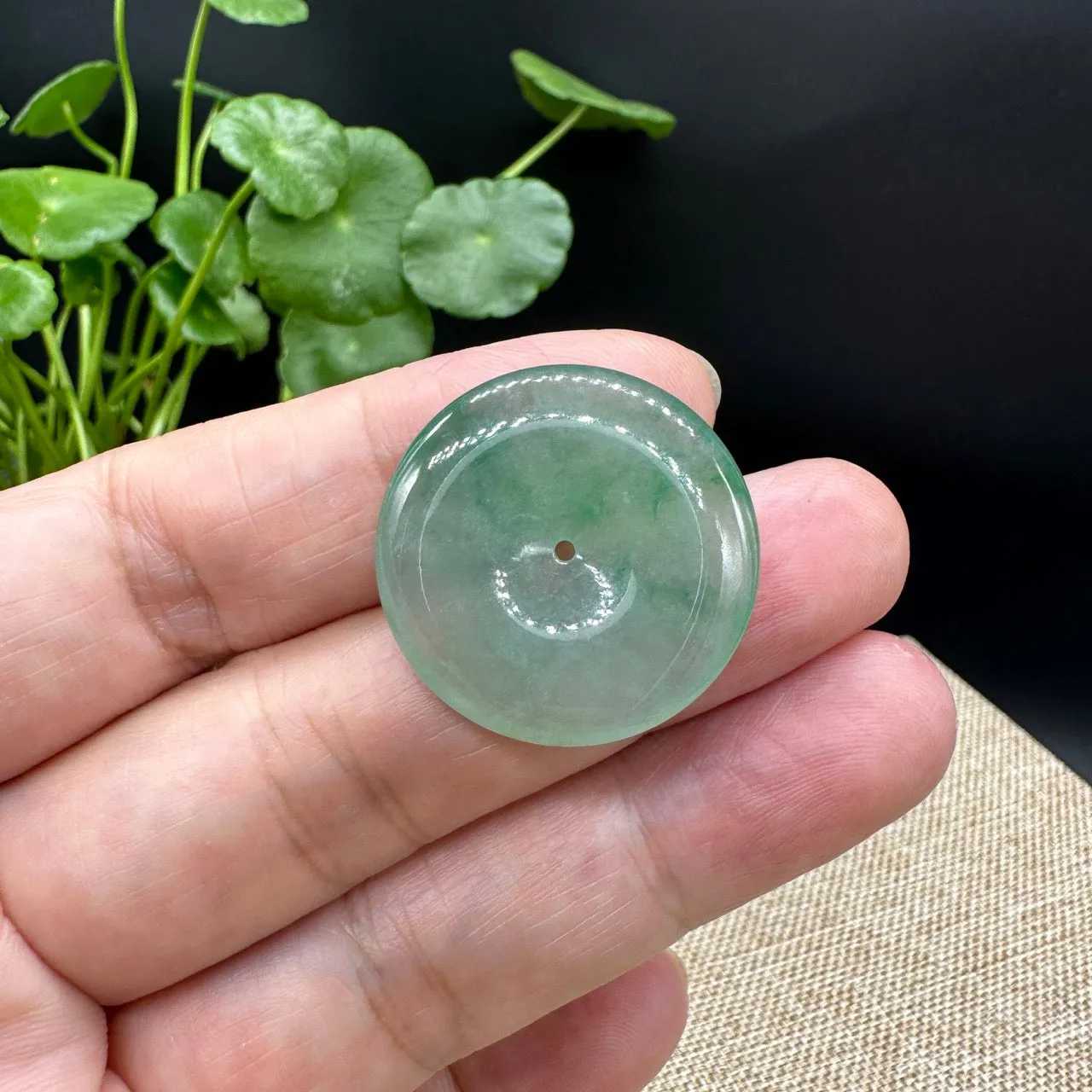 RealJade® "Good Luck Button" Necklace Ice green Jadeite Jade Lucky Ping An Kou Pendant