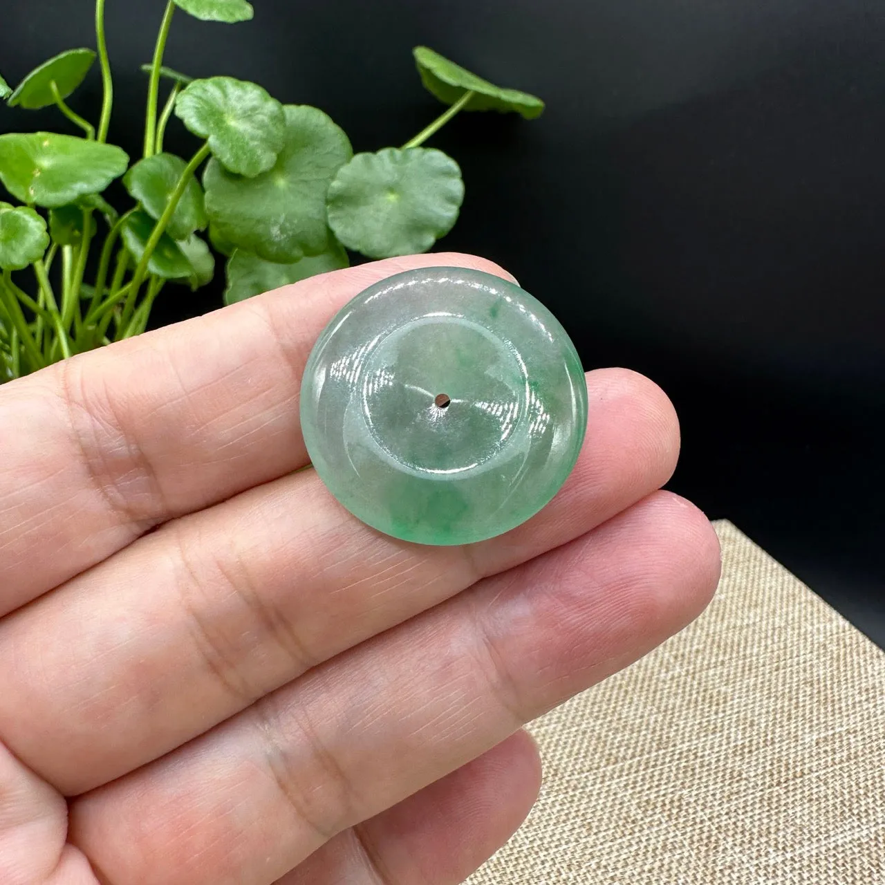 RealJade® "Good Luck Button" Necklace Ice green Jadeite Jade Lucky Ping An Kou Pendant