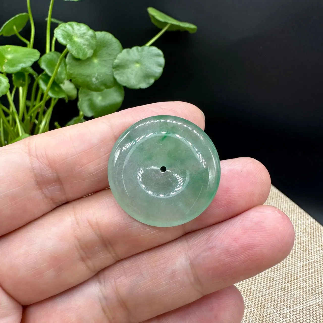 RealJade® "Good Luck Button" Necklace Ice green Jadeite Jade Lucky Ping An Kou Pendant