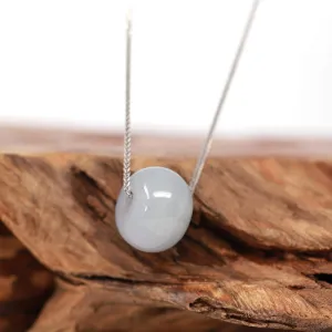 RealJade® "Good Luck Button" Necklace Light Lavender Jade Lucky KouKou Pendant Necklace