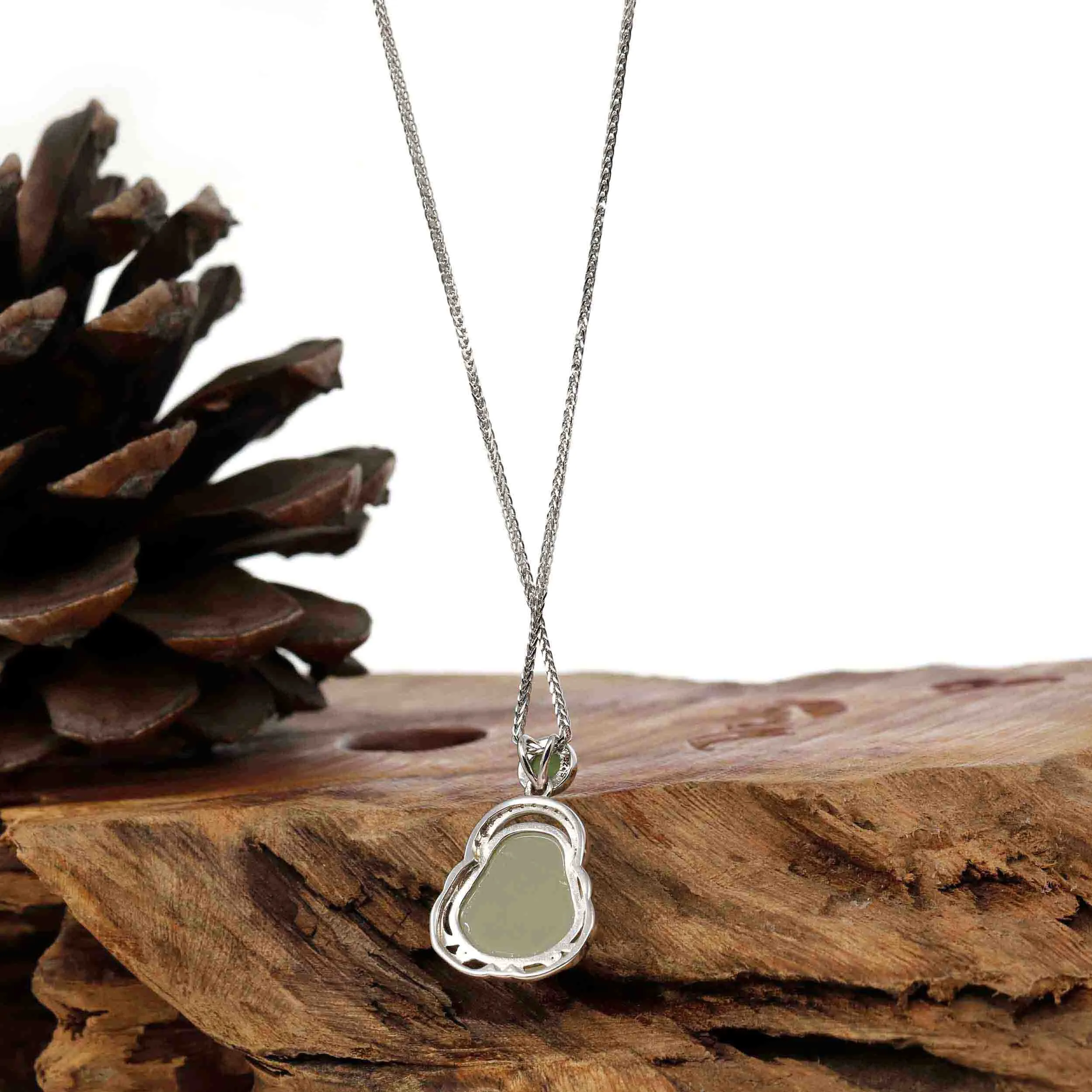 RealJade® "Laughing Buddha" Genuine Nephrite White Jade Buddha Pendant Necklace
