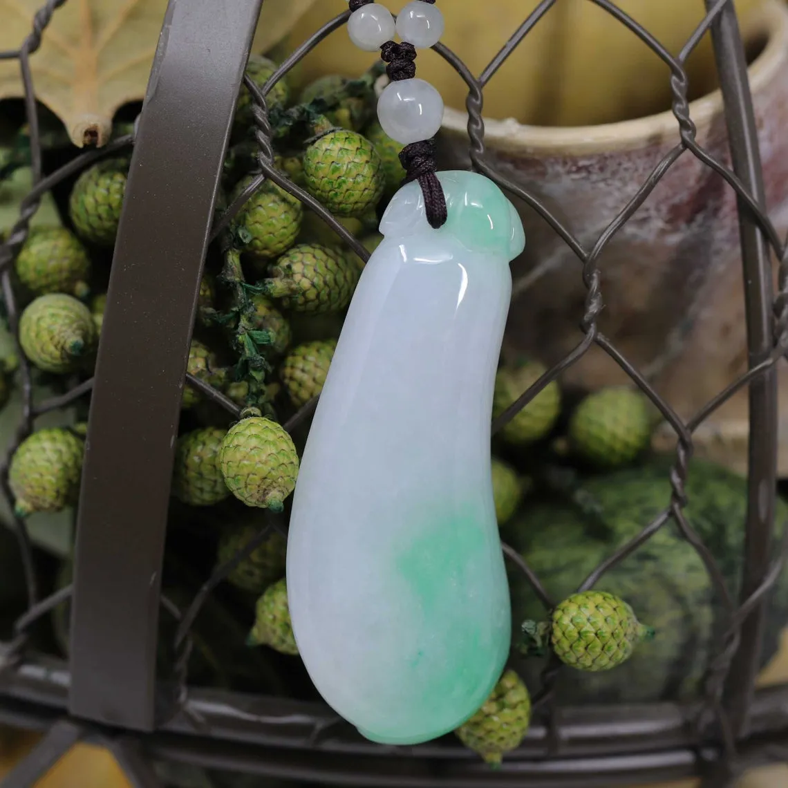 RealJade® "Lucky Pi Xiu" Genuine Green Jadeite Jade Good Luck Pea Pendant Necklace With Real Jadeite Bead Necklace