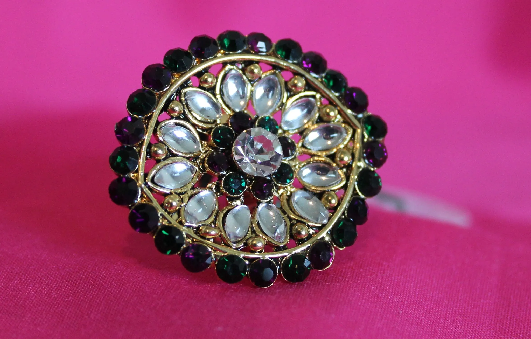 Ring 5501 Golden Indian Fashion Finger  Ring Jewelry Shieno Sarees