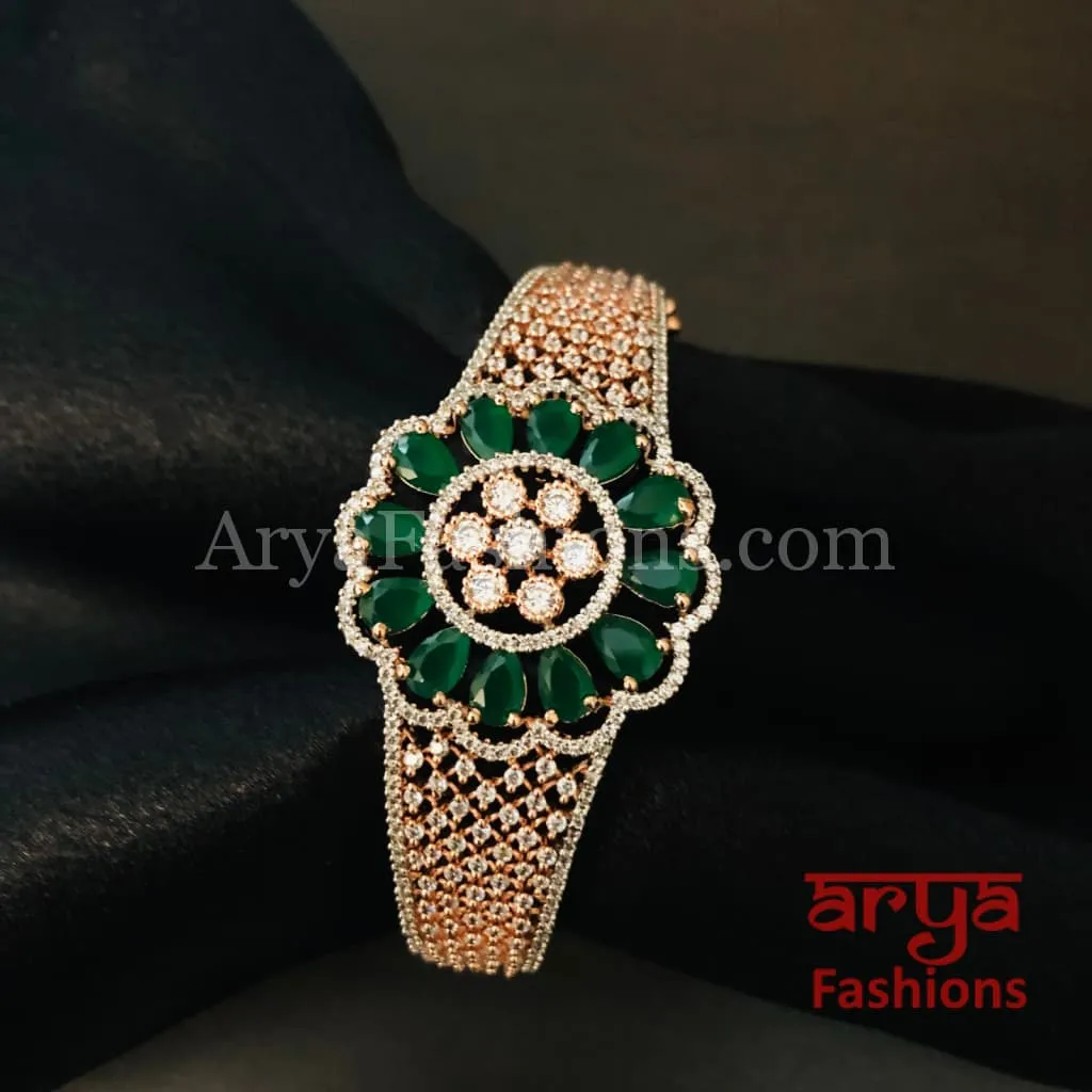 Rinisha Rose Gold CZ Cocktail 2.6 Bracelet with Cubic Zirconia Stones
