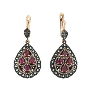 Rose Cut Diamond Ruby Earrings