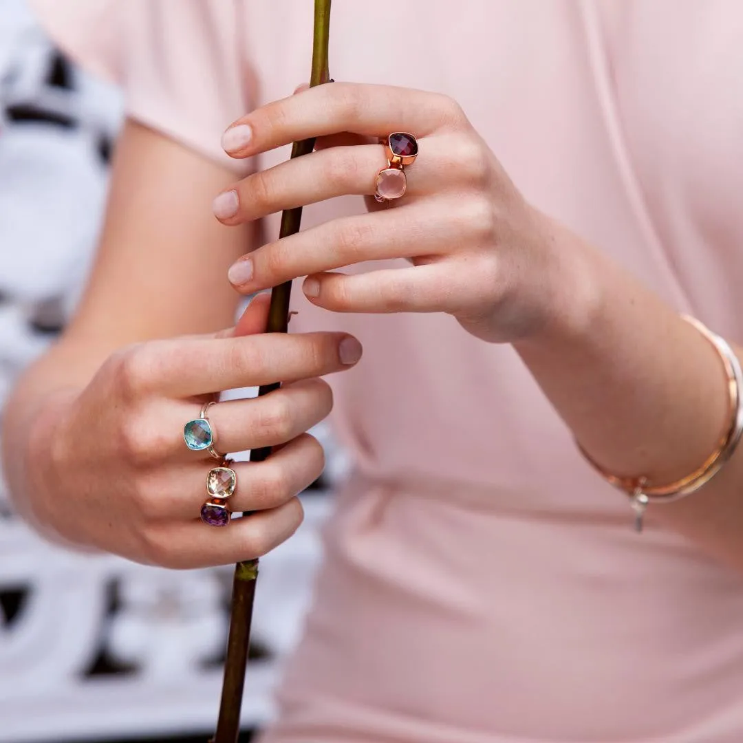 Rose Quartz Cocktail Ring | Gold
