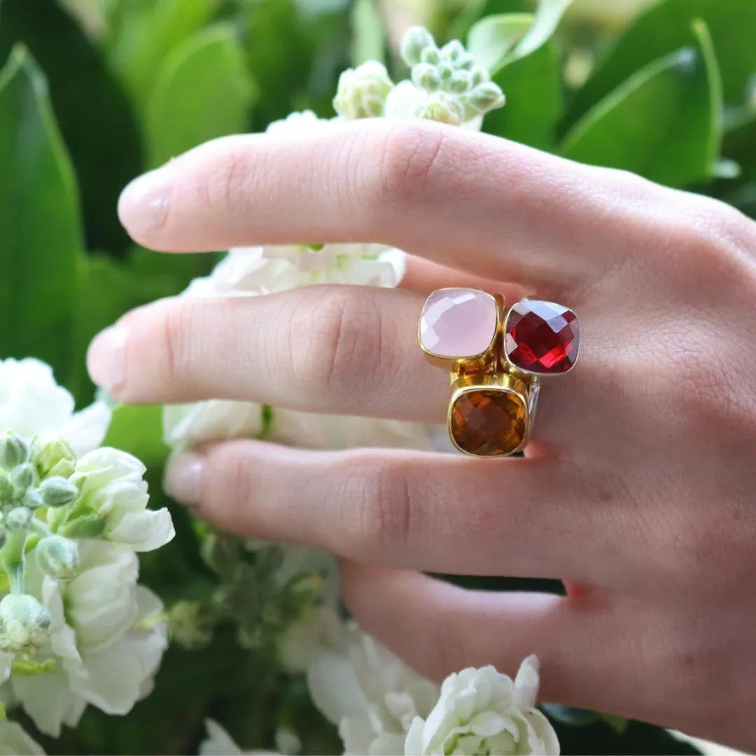 Rose Quartz Cocktail Ring | Gold