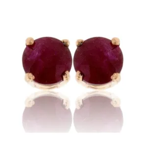 Round Ruby Basket Stud Earrings