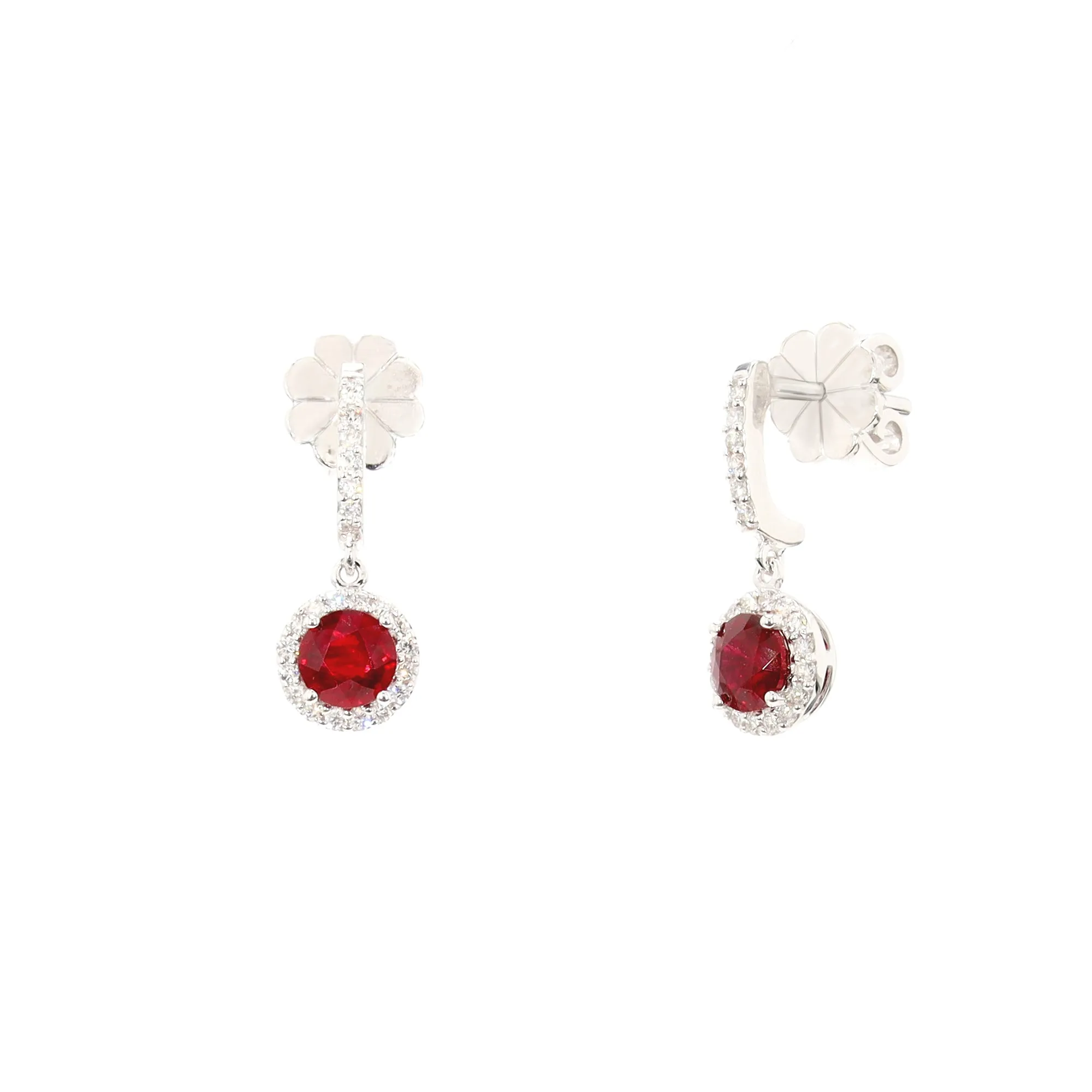 Ruby and Diamond Halo Earrings