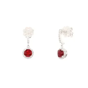 Ruby and Diamond Halo Earrings