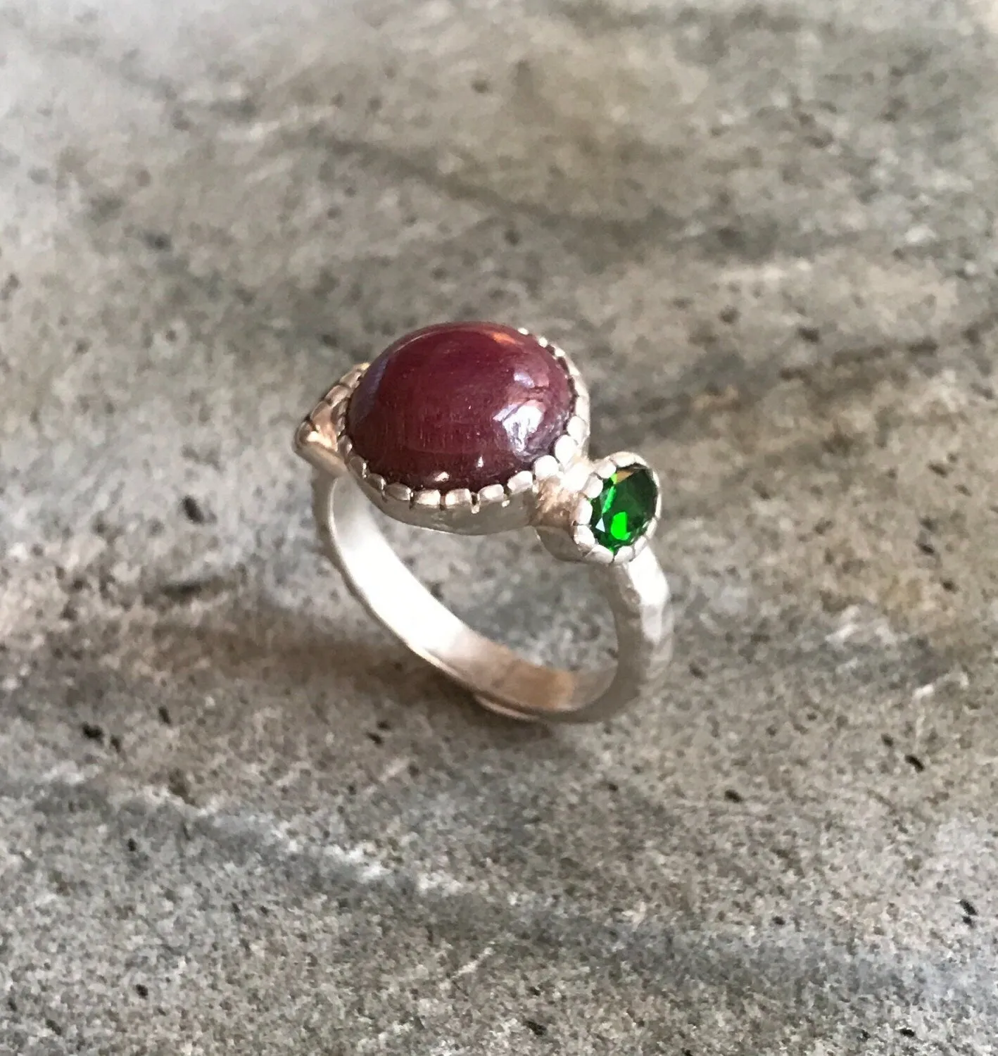 Ruby Statement Ring - Red Gemstone Ring - Round Ruby Ring