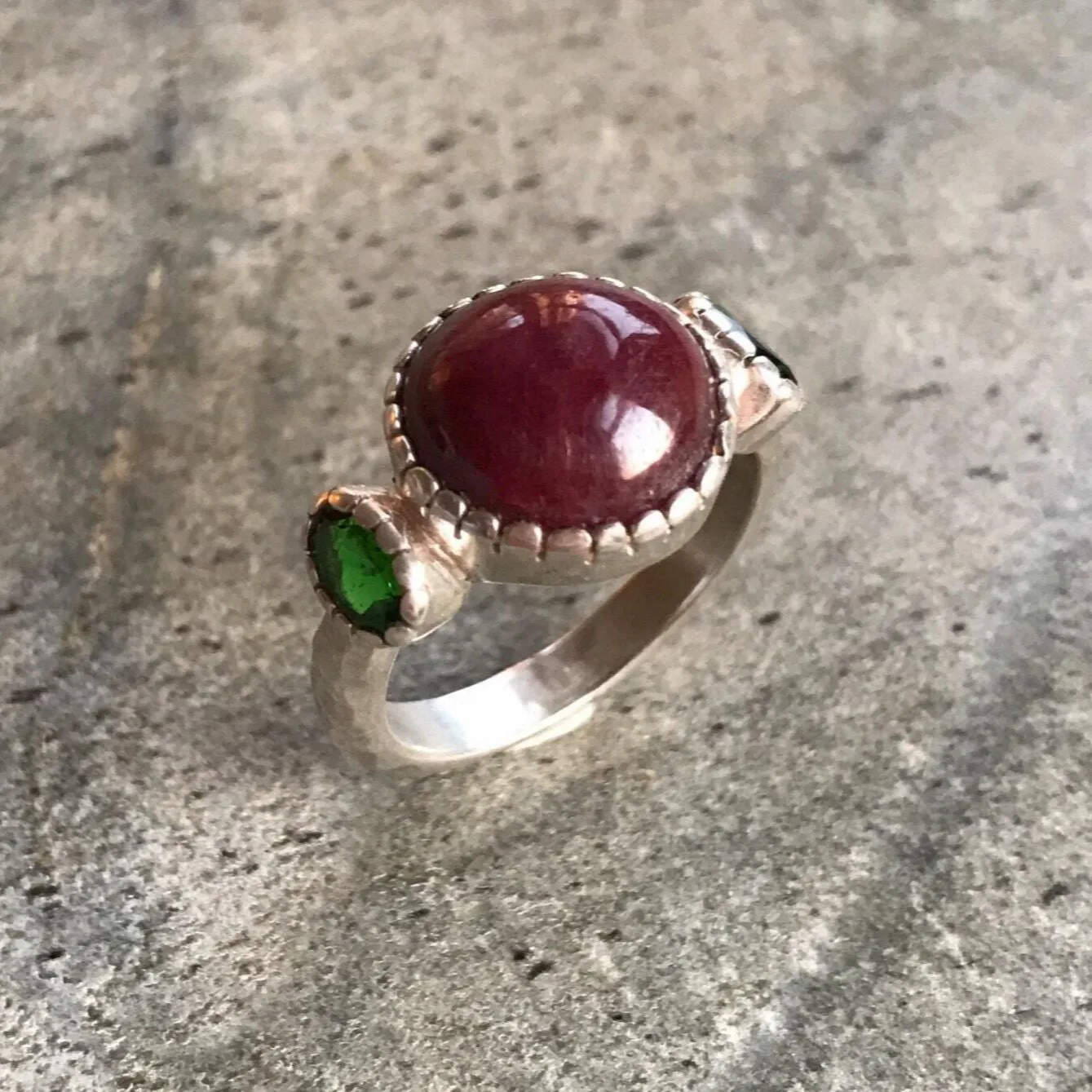 Ruby Statement Ring - Red Gemstone Ring - Round Ruby Ring