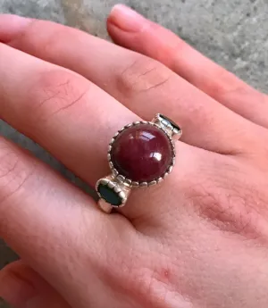 Ruby Statement Ring - Red Gemstone Ring - Round Ruby Ring