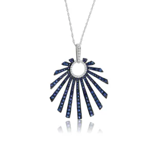 Sapphire and Diamond Fan Style Necklace