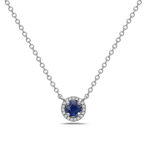 Sapphire And Diamond Halo Necklace
