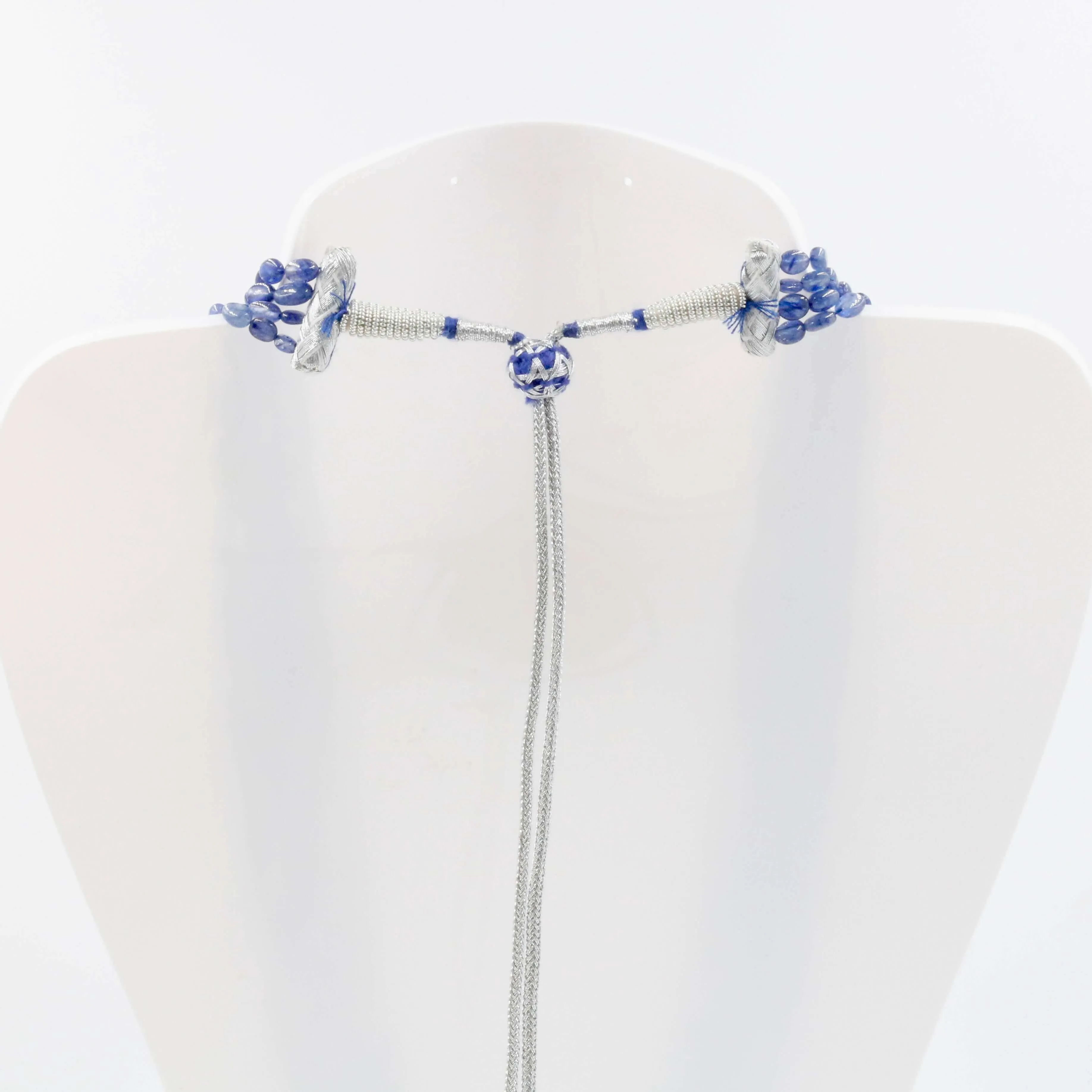 Sapphire Beaded Necklace Layered Sapphire Necklace Gemstone Necklace Beaded Necklace Long Necklace Indian Sarafa Necklace SKU: 6143070