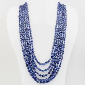 Sapphire Beaded Necklace Layered Sapphire Necklace Gemstone Necklace Beaded Necklace Long Necklace Indian Sarafa Necklace SKU: 6143070