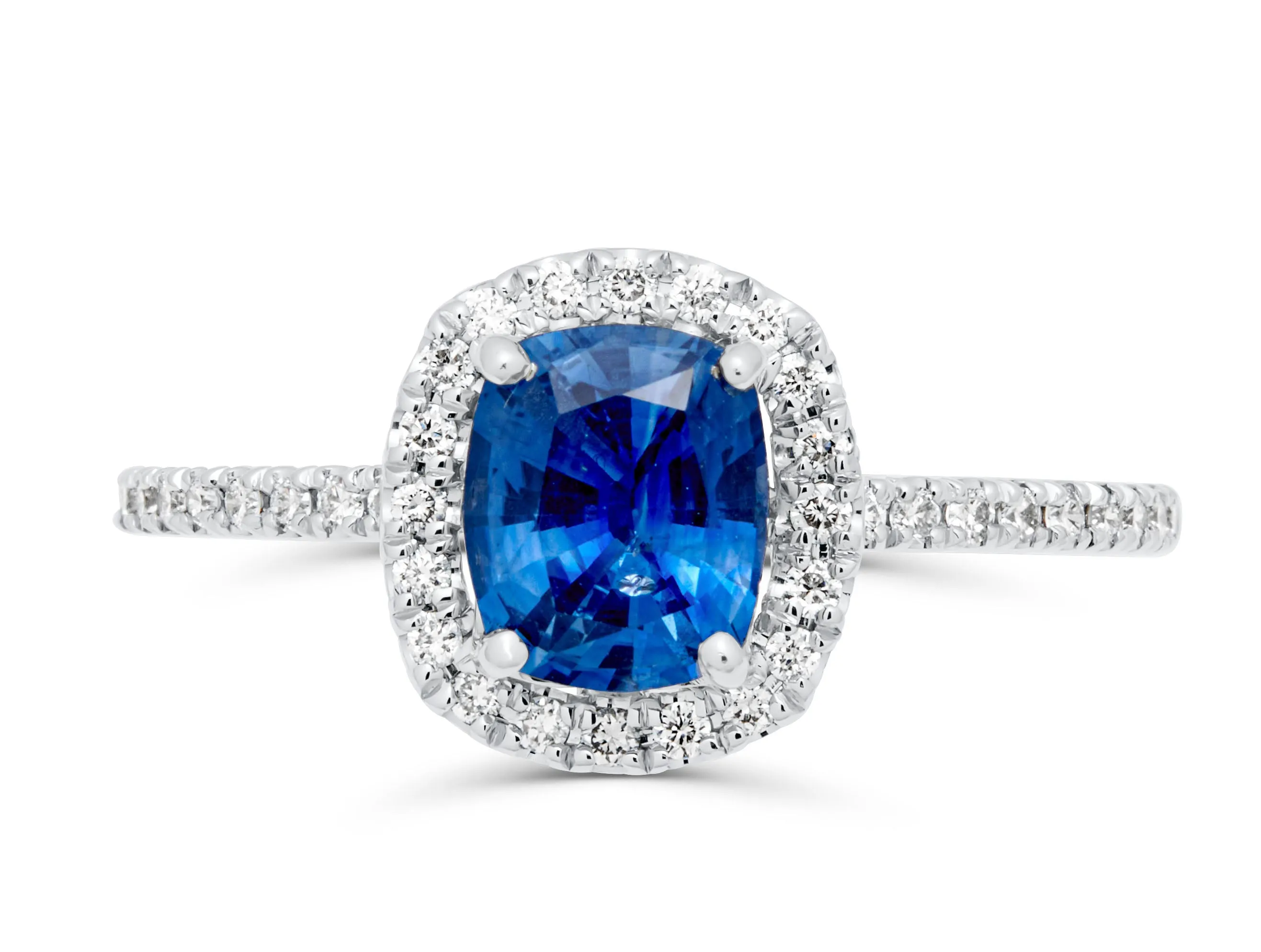 Sapphire Elongated Cushion Cut Platinum Ring