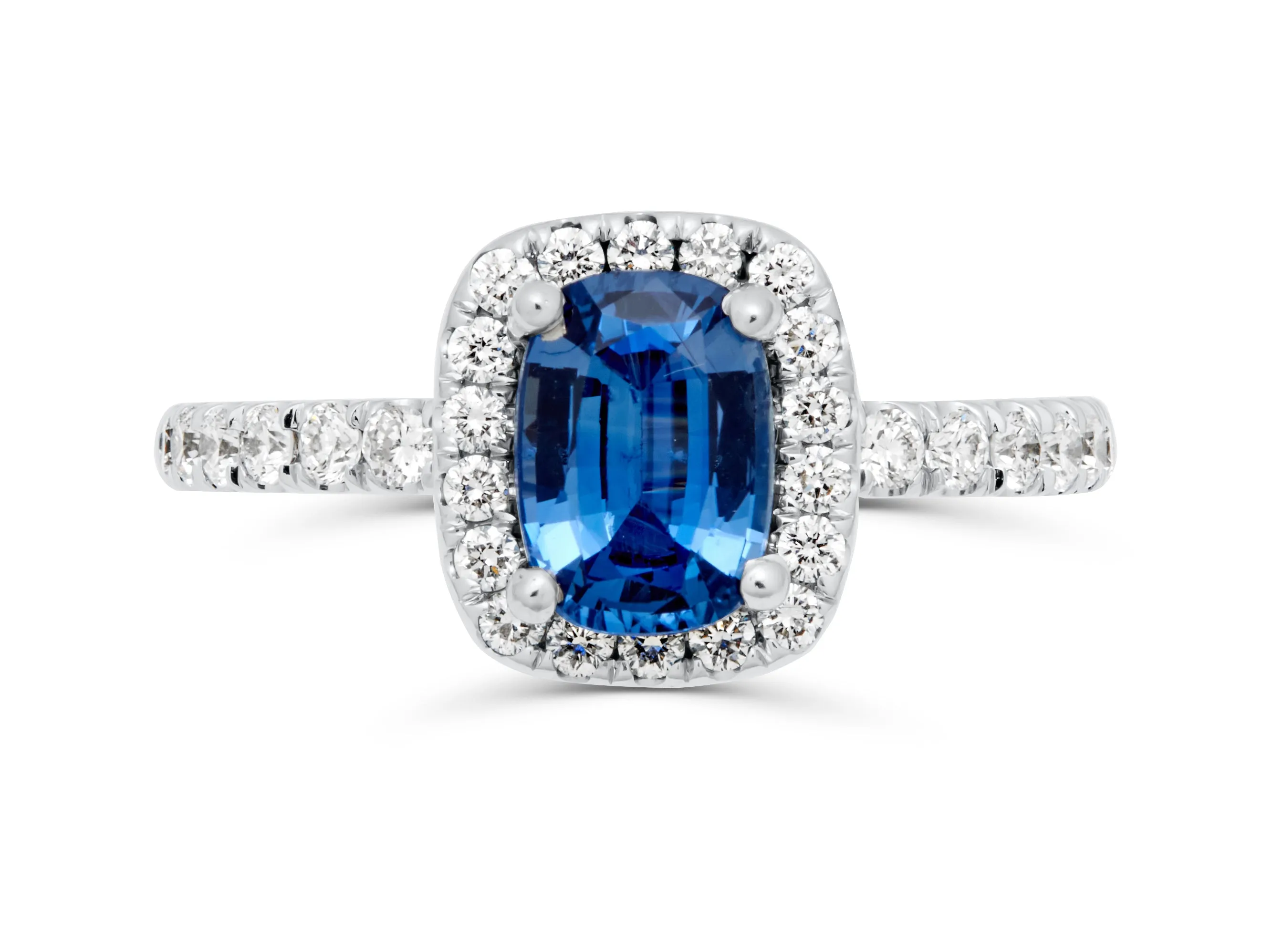 Sapphire Elongated Cushion Cut White Gold Ring