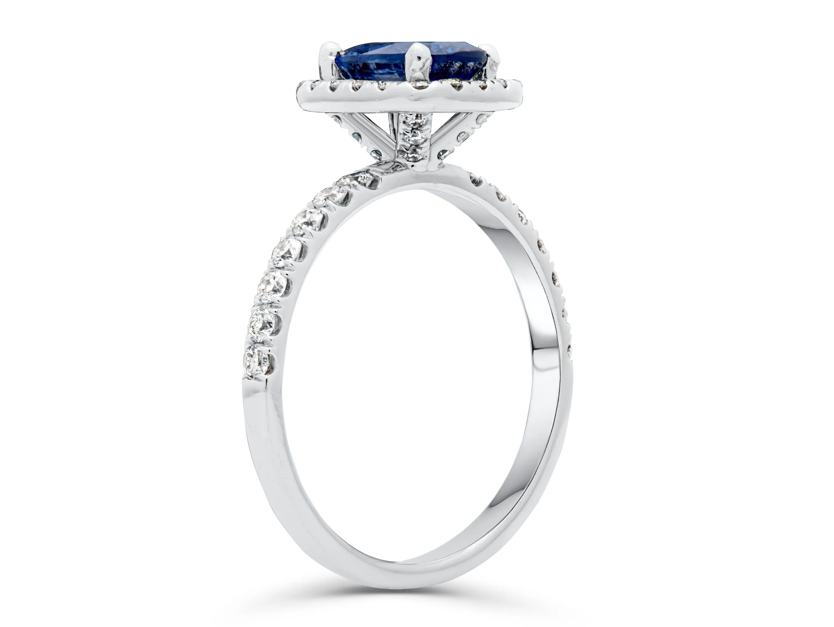 Sapphire Elongated Cushion Cut White Gold Ring