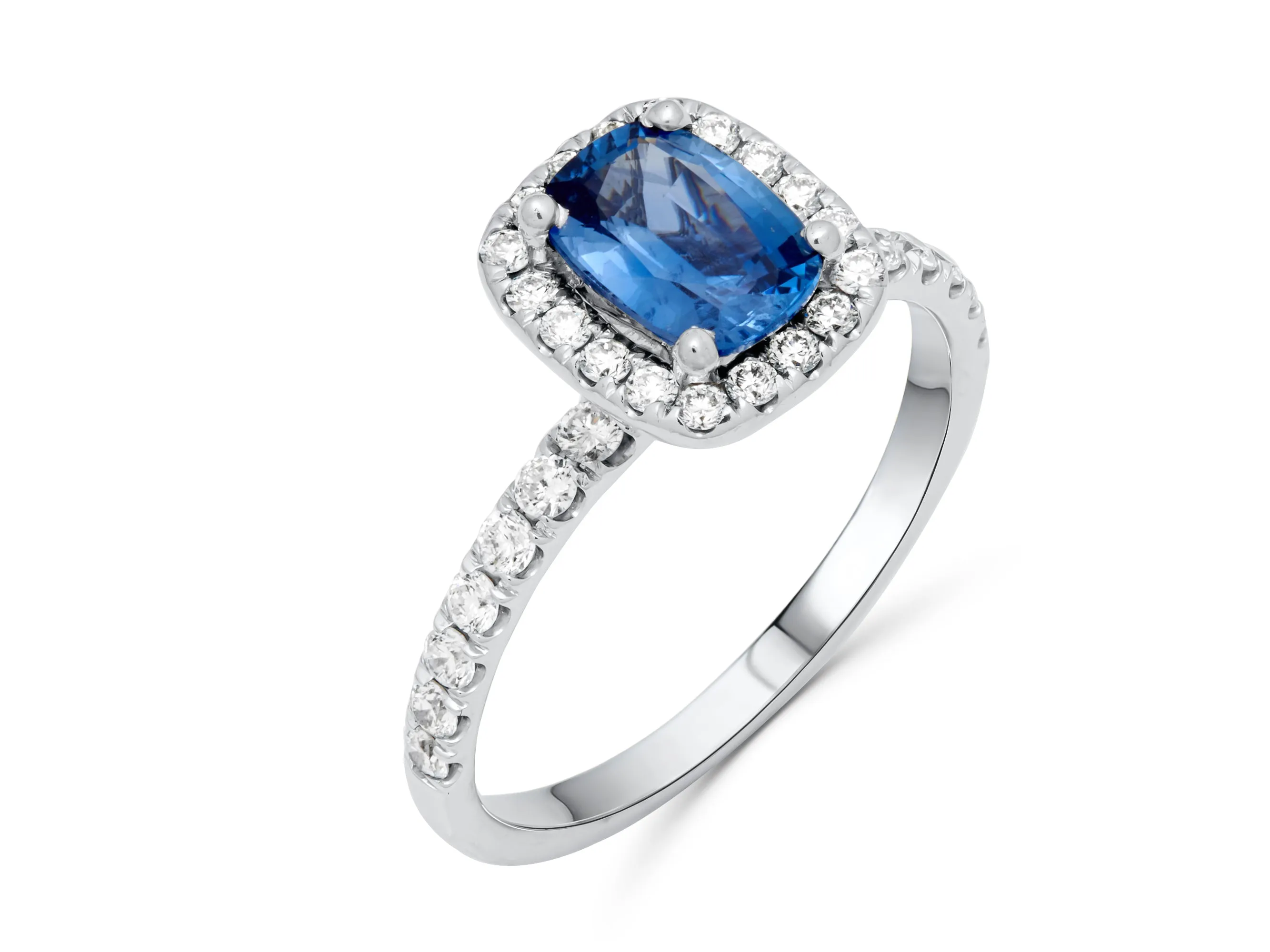 Sapphire Elongated Cushion Cut White Gold Ring