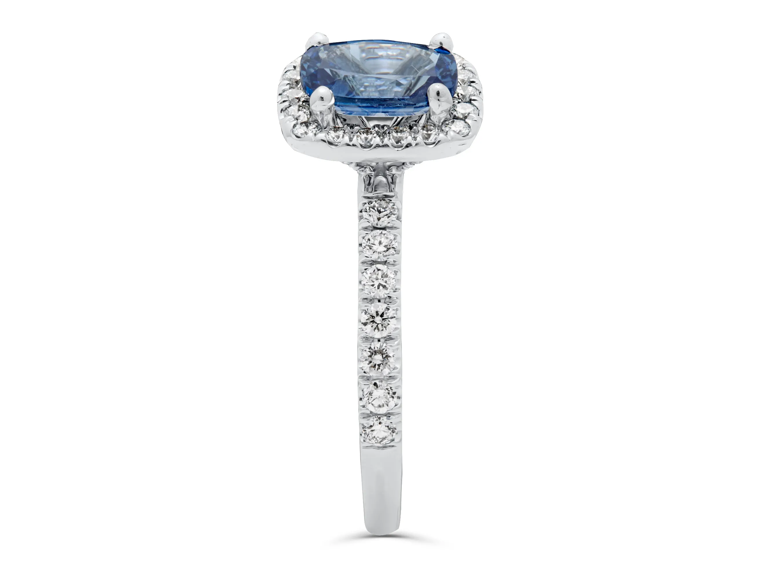 Sapphire Elongated Cushion Cut White Gold Ring