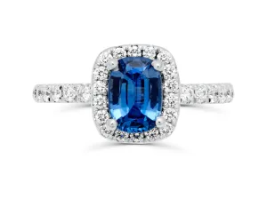 Sapphire Elongated Cushion Cut White Gold Ring