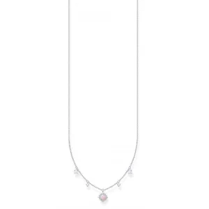 Silver Zirconia Vintage Shimmering Pink Necklace KE2094-166-7-L45V