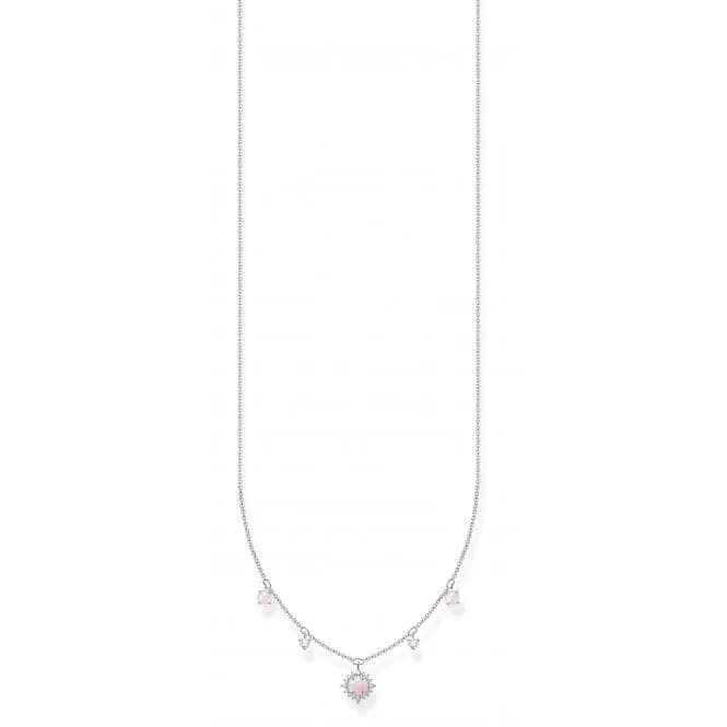 Silver Zirconia Vintage Shimmering Pink Necklace KE2094-166-7-L45V
