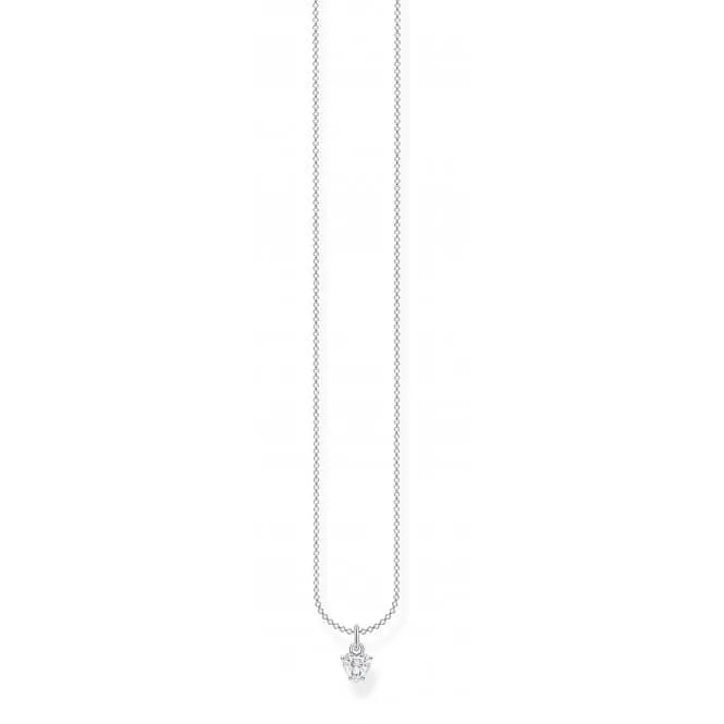Silver Zirconia White Stone Necklace KE2105-051-14-L45V