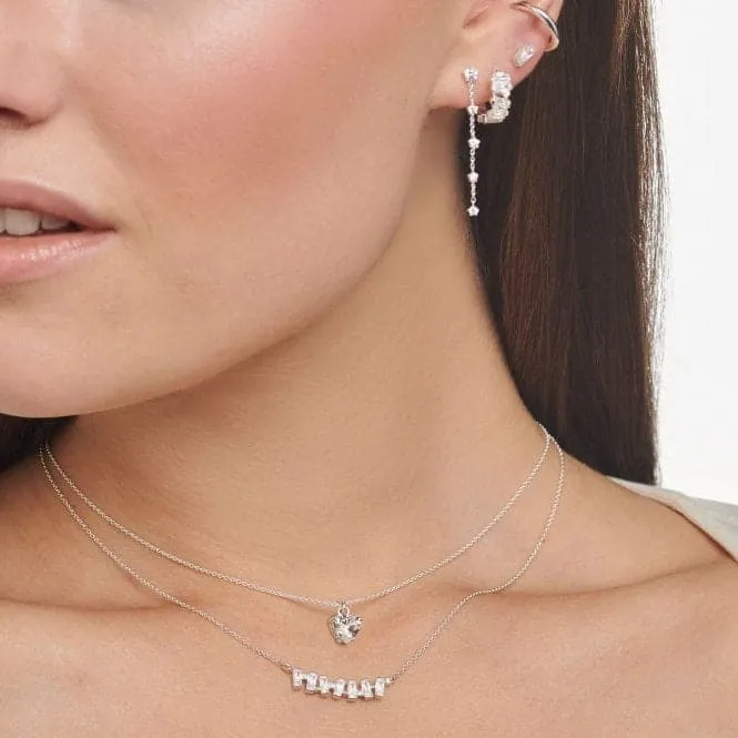Silver Zirconia White Stone Necklace KE2105-051-14-L45V