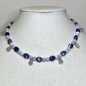 Sodalite, Jade, & Chalcedony Gemstone Beaded Necklace