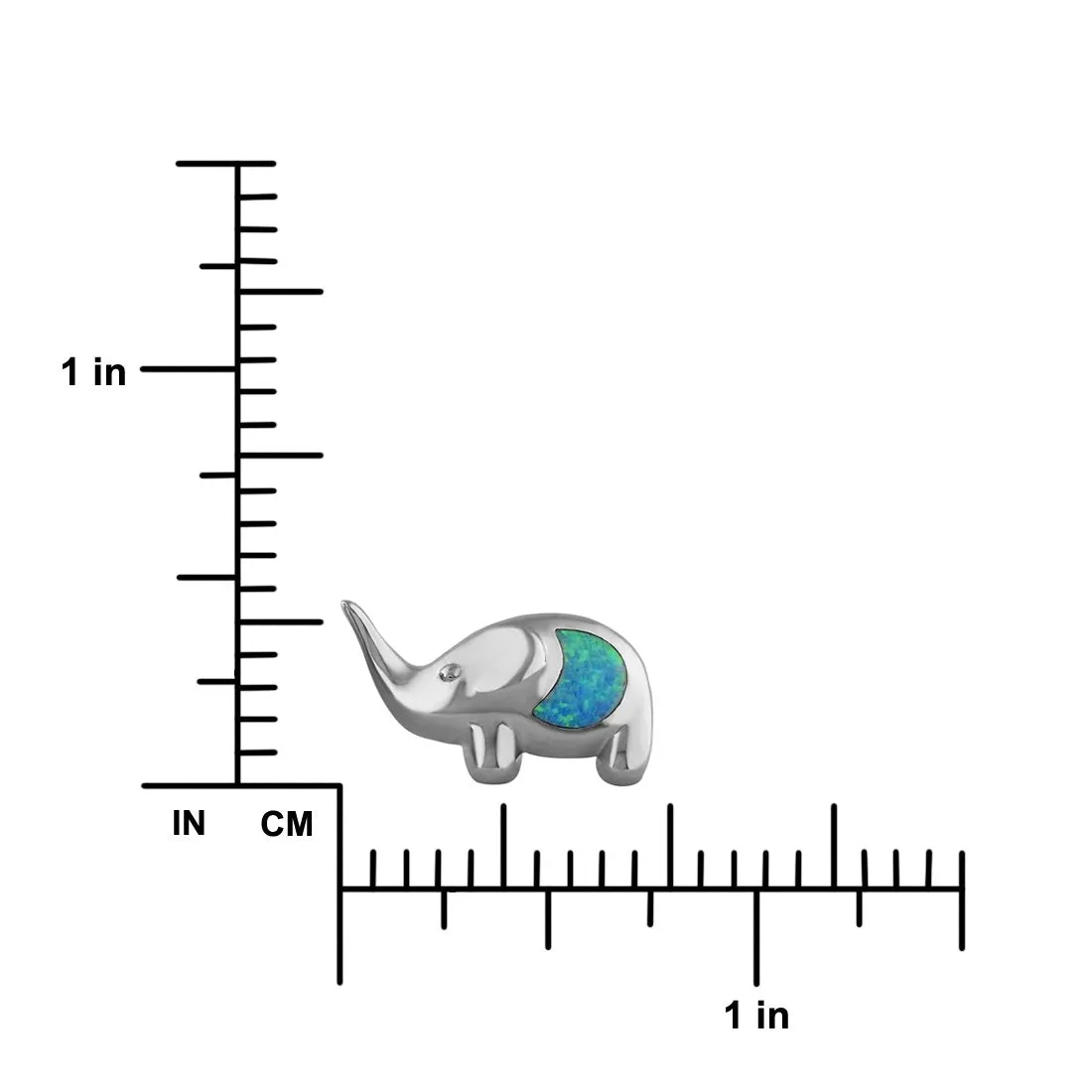 Sterling Silver Synthetic Blue Opal Elephant Stud Earrings
