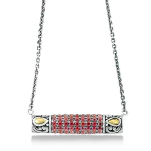 Sterling Silver/18K Garnet Necklace