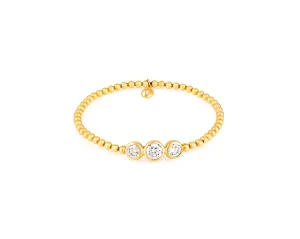 Stirata Three Diamond Gold Stretch Bracelet