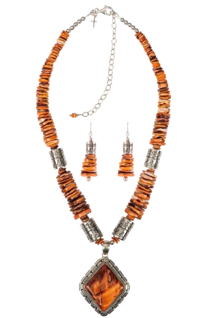 Sweet Tea Jewelry Orange Triangle Spiney Set