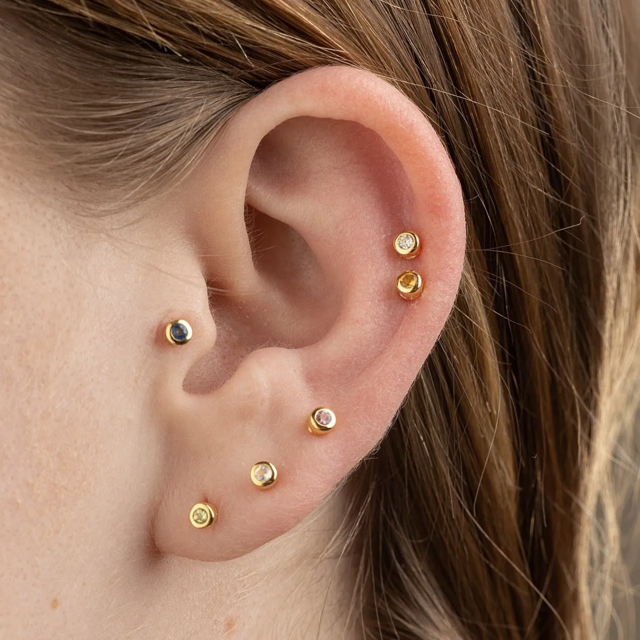 Teeny Tiny July Birthstone Stud Earrings - Silver/Ruby - SPSESBSRUB