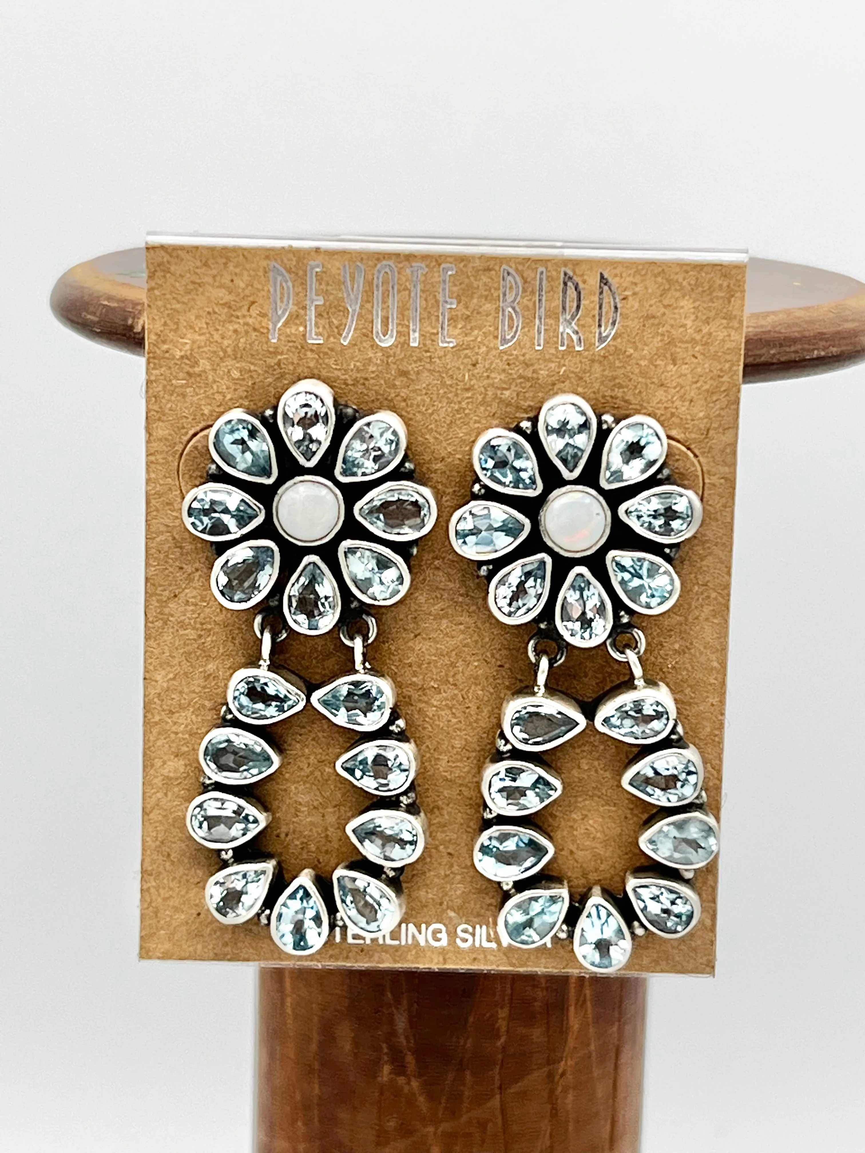 Topaz and Opal flower drop Earrings