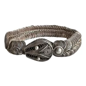 V I N T A G E // a snake and her spirals / sterling silver ouroboros snake bracelet / 7", 30g
