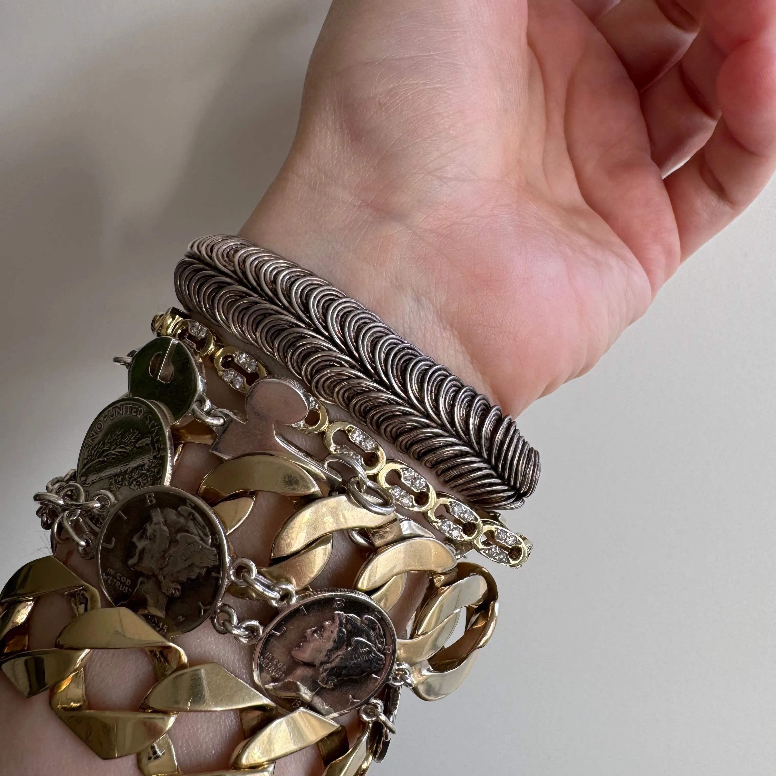 V I N T A G E // a snake and her spirals / sterling silver ouroboros snake bracelet / 7", 30g