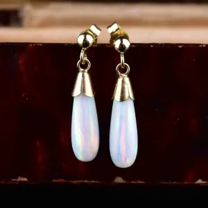 Vintage Gold Art Deco Style Opal Earrings