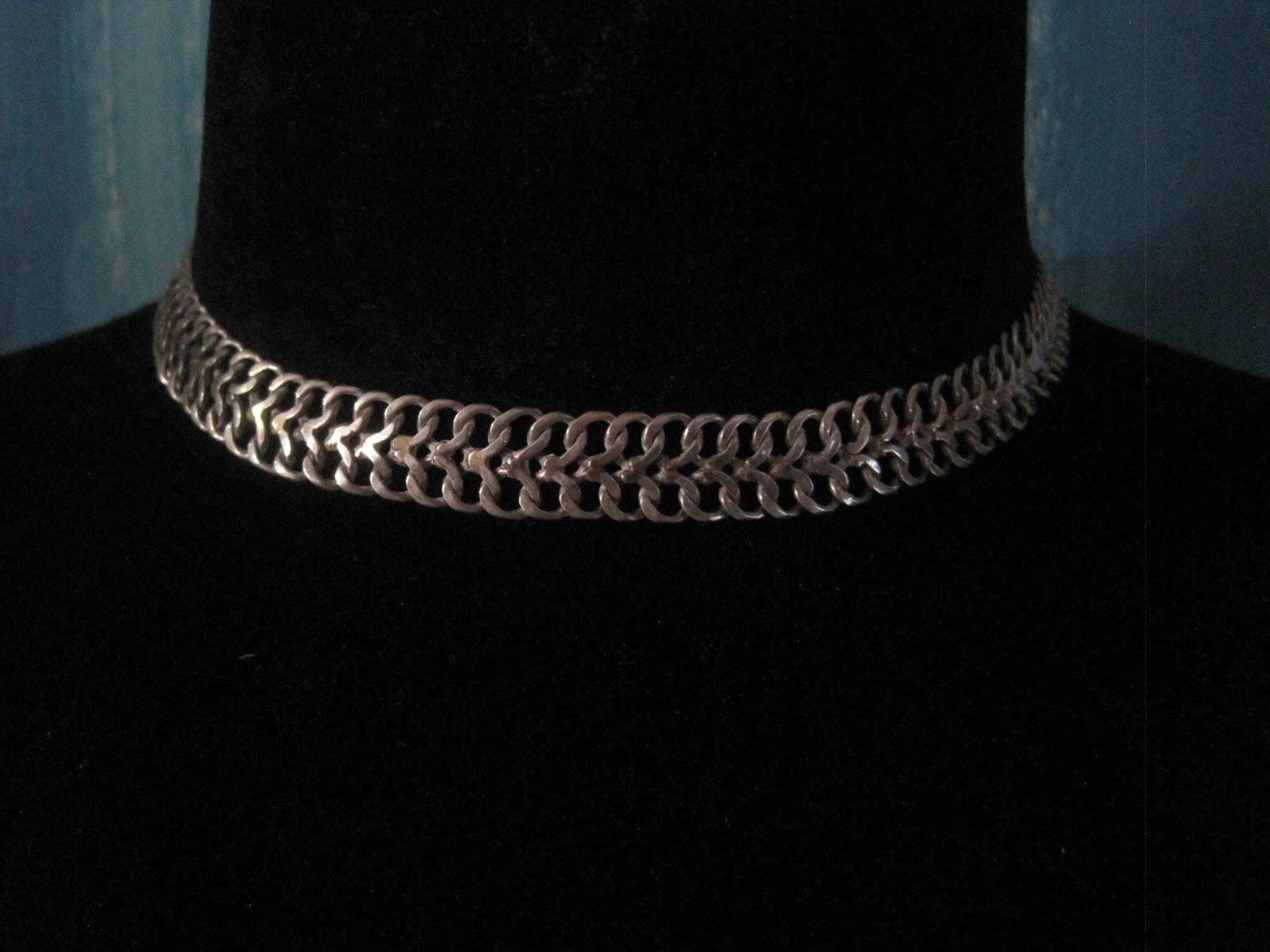 Vintage Mexican Silver Necklace Choker By TNC