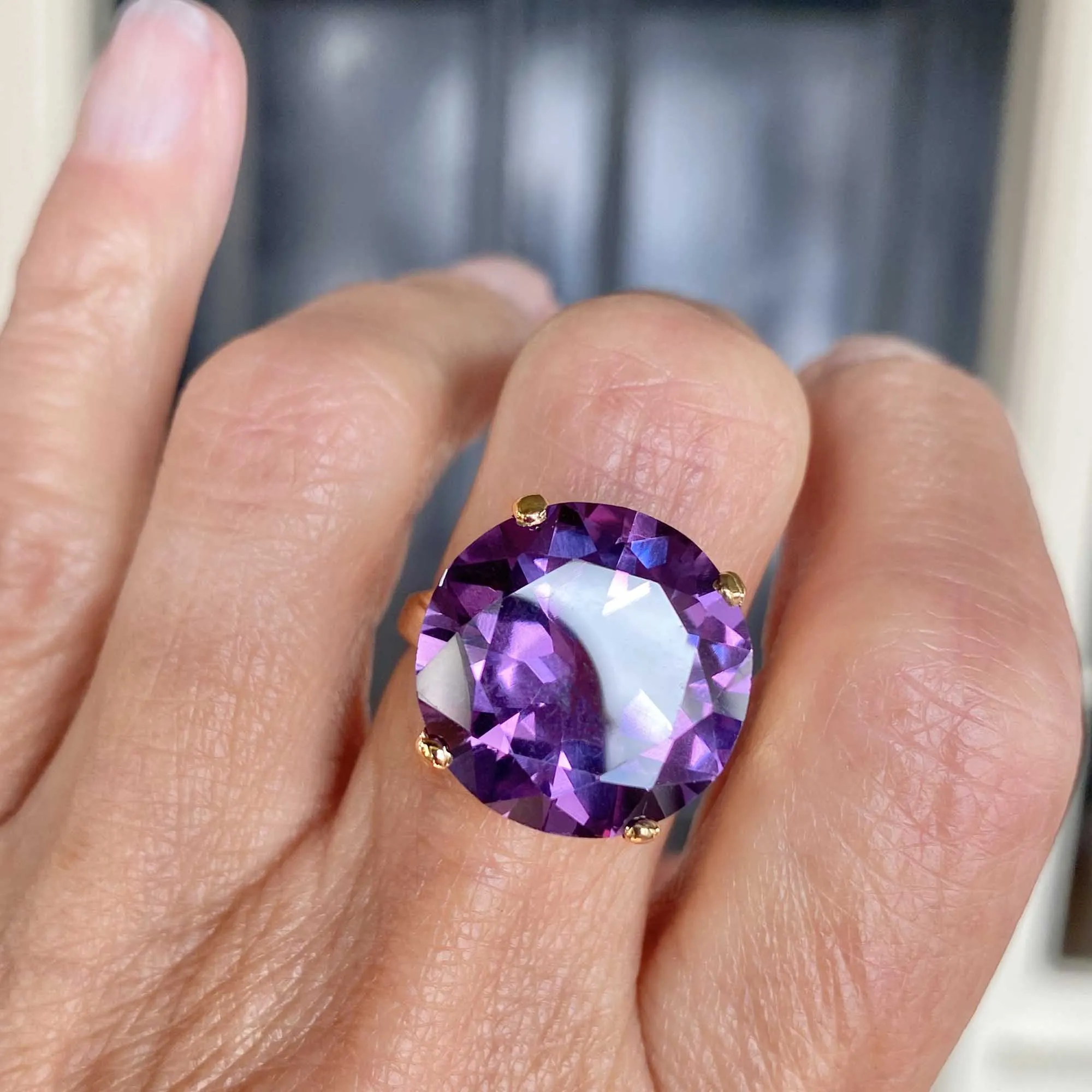 Vintage Statement Gold 17 CTW Alexandrite Ring