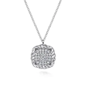White Sapphire Rope Pendant Necklace in Sterling Silver