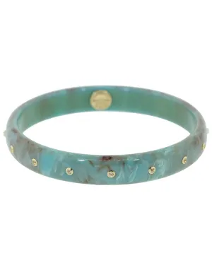 White Topaz Green and Blue Bakelite Bangle